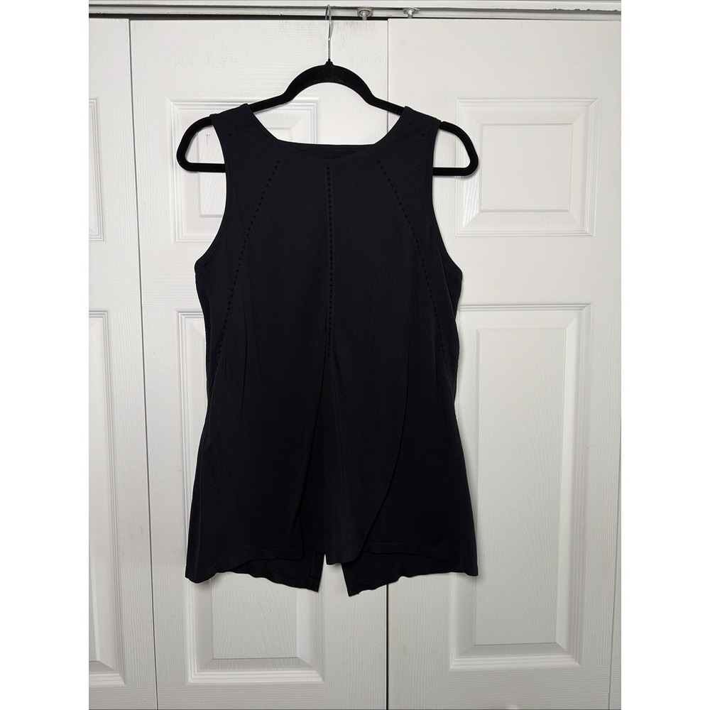 Athleta Essence Split Back Tank Womens Size M Black Activewear Yoga Nylon Gym